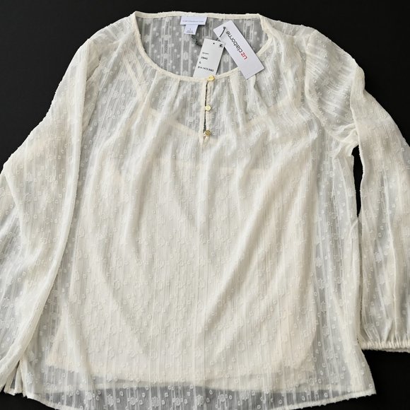 LIZ CLAIBORNE Ivory Pullover Long Sleeve Blouse with Camisole - Size L - NWT - Picture 3 of 13